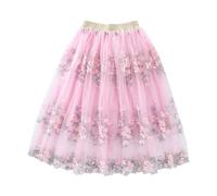 Generisch Élégante robe tutu de ballet pour fille avec broderie florale et inserts en maille comme costume de princesse, Rose, 13-14 ans