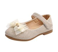 Generisch Élégantes ballerines de princesse pour fille avec nœud en dentelle en cuir brillant pour les occasions spéciales, or, 27.5 EU