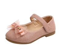 Generisch Élégantes ballerines de princesse pour fille avec nœud en dentelle en cuir brillant pour les occasions spéciales, rouge, 28.5 EU