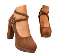 Generisch Élégantes chaussures Dirndl pour femme avec talon bloc, sangle croisée, bout rond fermé, chaussures de travail confortables, chaussures de mariage pour mariage, fête de la bière et fête