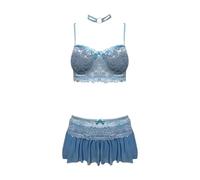 Generisch Elegantes Satin-Hemdchen mit Strumpfband für verführerische Nächte romantische Momente (Blue, M)