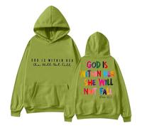 Generisch En 2024, le sweat-shirt pour femme avec l'inscription « In God » sera disponible. Le sweat à capuche « Dieu est dans son cœur et elle ne tombera pas »., vert, XXL