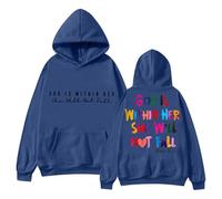 Generisch En 2024, le sweat-shirt pour femme avec l'inscription « In God » sera disponible. Le sweat à capuche « Dieu est dans son cœur et elle ne tombera pas »., bleu foncé, XL