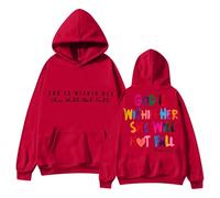 Generisch En 2024, le sweat-shirt pour femme avec l'inscription « In God » sera disponible. Le sweat à capuche « Dieu est dans son cœur et elle ne tombera pas »., rouge, S