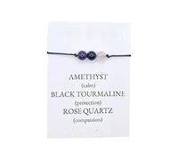 Generisch En Noir Perles Bleu Bijoux Line Bracelet Avec Carte 1PC Améthyste Combinaison Bracelet Hommes Et Femmes Bracelet Main Bijoux Phrases Rose Bracelet Bracelet 4 Anneaux (C, One Size)