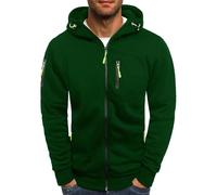 Generisch En Sweat à capuche hiver Splice Tops Manches Blouse Homme avec Zip Cap Long Pull Homme Manteaux Vestes Pull d'été Homme, vert, L