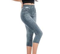 Generisch Endland Legging taille haute pour femme Imitation pantalon serre-tête, gris, XL