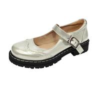 Generisch ene Chaussures Femme avec Talon Frontière Sources Bouche Plate Épaisseur Fond Suspendu Boucle Unique Chaussures en Cuir Chaussures Décontractées Fitness Femmes Chaussures Noir, Blanc., 40 EU