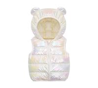 Generisch Enfant Hiver Fille Sans Manches Flash Extérieur avec Oreilles d'ours Chapeau Fermeture Éclair Doudoune Fille Sweat à Capuche, Blanc., 3-4 ans