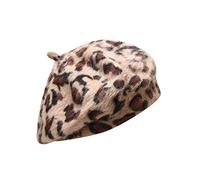 Generisch Enfants Bonnet Garçons Femmes Mode Lapin Béret Imprimé Léopard Peintre Chapeau Chaud Bourgeons Casquette Bandeau Enfants, café, taille unique