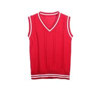 Generisch Enfants Garçons Filles Col V Gilet Pull Sans Manches Chaud Pull Tricoté Tops, rouge, 7-8 ans