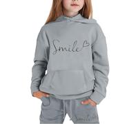 Generisch Enfants Garçons Filles Manches Longues Lettres Imprimées Veste à Capuche Légère Sweatshirts avec Slogan Design Pantalon Long Ensemble Tenue, gris, 4-5 ans