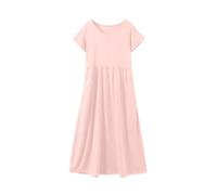 Generisch Enfants Solide Col Rond Manches Courtes Casual Confortable Poche Robe Longue (Vert 4-5 Ans) Deux Pièces Enfants, Rose, 6-7 ans