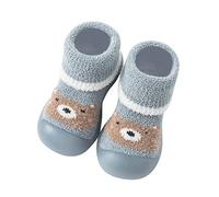Generisch Enfants tout-petits, nouveau-nés, bébés, garçons, premières chaussures épaisses, chaudes, mignonnes, chaussettes de dessin animé, chaussures antidérapantes, baskets Prewalker, bleu ciel, 24