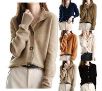 Generisch Enjerr Nouveau Cardigan en Cachemire, Pull ouvert tendance pour femme, Cardigan Harajuku vintage confortable avec boutons surdimensionnés, Beige clair, XL