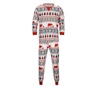 Generisch Ensemble 2 pièces de Noël décontracté avec imprimé ours rouge et pyjama, haut et pantalon, Blanc., XXL