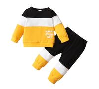 Generisch Ensemble 2 pièces et tenues pour nourrisson, tout-petits, bébés, garçons, imprimés à manches longues, hauts et pantalons, jaune, 12-18 mois