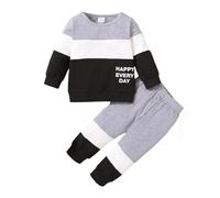 Generisch Ensemble 2 pièces et tenues pour nourrisson, tout-petits, bébés, garçons, imprimés à manches longues, hauts et pantalons, gris, 3-6 mois