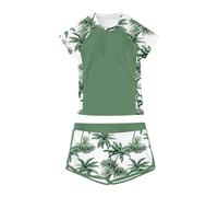 Generisch Ensemble 2 pièces pour short à col rond imprimé floral - Tenue d'été de plage et de piscine pour adolescents - Idéal pour les sports nautiques - Confortable à porter - Polyvalent avec des