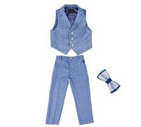 Generisch Ensemble 3 pièces pour garçons, gilet formel à manches courtes pour tout-petits, convient pour les discours, les spectacles, les fêtes, les occasions spéciales, gamme de produits, bleu ciel