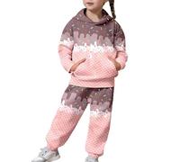 Generisch Ensemble à capuche tendance pour haut décontracté avec pantalon imprimé, pour grands et adolescents, tenue deux pièces douce, vêtements confortables au quotidien dans des tons chauds, gris