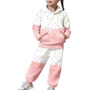 Generisch Ensemble à capuche tendance pour haut décontracté avec pantalon imprimé, pour grands et adolescents, tenue deux pièces douce, vêtements confortables au quotidien dans des tons chauds, Blanc