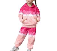 Generisch Ensemble à capuche tendance pour haut décontracté avec pantalon imprimé, pour grands et adolescents, tenue deux pièces douce, vêtements confortables au quotidien dans des tons chauds, Rose