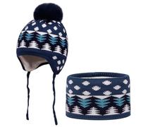 Generisch Ensemble bonnet et écharpe pour enfant - Automne Hiver - Jacquard - 2 pièces - Mignon et doux - En peluche chaude - Élégant - Pour fille - Doublure polaire - Écharpe ronde - Bonnet thermique