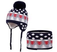 Generisch Ensemble bonnet et écharpe pour enfant - Automne Hiver - Jacquard - 2 pièces - Mignon et doux - En peluche chaude - Élégant - Pour fille - Doublure polaire - Écharpe ronde - Bonnet thermique