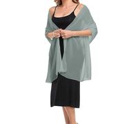 Generisch Ensemble bonnet et écharpe pour femme - En mousseline de soie bleue - Élégant et doux - Soyeux - Pour mariage - Printemps - Paillettes, gris foncé, L