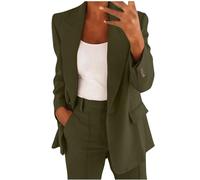 Generisch Ensemble business élégant 2 pièces pour femme avec pantalon assorti pour les costumes de bureau formels, Vert armée., 5XL