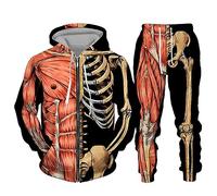 Generisch Ensemble de 2 pièces pour homme - Pull avec cordon de serrage et poches - Pantalon décontracté - Imprimé d'Halloween, Orange, XL