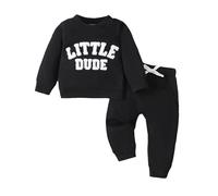 Generisch Ensemble de 2 vêtements pour bébé garçon et fille - Couleur unie - Pull à manches longues - Sweatshirt et pantalon - Tenue automne hiver, Noir , 6-9 mois