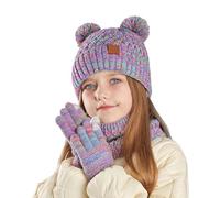 Generisch Ensemble de 3 pièces avec bonnet, écharpe et gants pour enfants, Violet foncé., taille unique