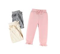 Generisch Ensemble de 3 pièces pour tout-petits - Pantalon côtelé décontracté avec volants et nœud, multicolore, 9-12 mois