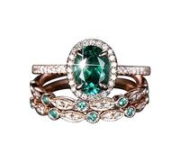 Generisch Ensemble de bagues 3 pièces émeraude unique, tempérament luxueux, bague empilable, fiançailles, mariage, bijoux, cadeau d'anniversaire plateau des anneaux figurines, A, Métal, Pas de pierre