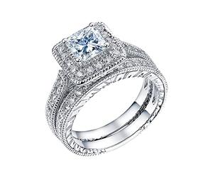 Generisch Ensemble de bagues de fiançailles de luxe pour femme de fiançailles mariage bague de visée 25,4