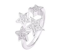 Generisch Ensemble de bagues O - Bague en diamant - Bague en strass - Élégante bague étoile - Ouverture réglable - Pour femmes et filles, taille unique, Métal, Pas de pierre précieuse