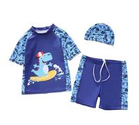 Generisch Ensemble de bain 2 pièces Rashguard avec bonnet pour piscine, plage, vacances, cours de natation, sports nautiques, vie quotidienne, fêtes, adolescents, taille élastique, séchage rapide