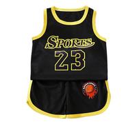 Generisch Ensemble de basket-ball d'été pour enfants garçons et filles, gilet en maille et short, vêtements de sport, tenue légère pour tout-petits, Jaune clair., 3-4 ans