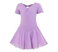 Generisch Ensemble de bijoux de ballet pour fille - Robe de ballet à manches courtes - Avec jupe en mousseline de soie - Tutu Wagon - Pour fille, lilas, 8-9 ans