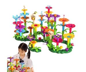 Generisch Ensemble de bouquets de fleurs à monter soi-même - Jouet de construction et d'empilage - Jeu d'empilage réutilisable pour enfants à partir de 3 ans