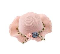 Generisch Ensemble de chapeaux d'été pour tout-petits, filles, chapeau de soleil à large bord, avec poche tissée, chapeau de soleil à motif floral, casquette de thé, Rose, taille unique