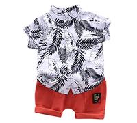 Generisch Ensemble de chemises courtes pour bébé garçon à manches courtes pour enfants + vêtements courts pour garçons de bande dessinée et ensemble, Blanc., 6-12 mois