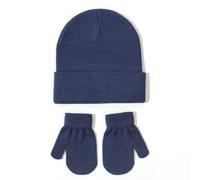 Generisch Ensemble de gants pour bébé - Bonnet tricoté - Polyvalent - Couleur unie - Hiver européen - Pull en laine - Bonnet, Marine, S