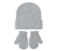 Generisch Ensemble de gants pour bébé - Bonnet tricoté - Polyvalent - Couleur unie - Hiver européen - Pull en laine - Bonnet, gris, M