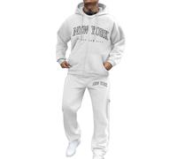 Generisch Ensemble de loisirs pour homme, ensemble d'extérieur élégant pour toutes les aventures, imprimé lettres/hiver, design ample confortable pour un port décontracté, Blanc., M