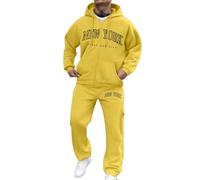 Generisch Ensemble de loisirs pour homme, ensemble d'extérieur élégant pour toutes les aventures, imprimé lettres/hiver, design ample confortable pour un port décontracté, jaune, L
