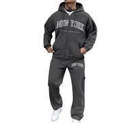 Generisch Ensemble de loisirs pour homme, ensemble d'extérieur élégant pour toutes les aventures, imprimé lettres/hiver, design ample confortable pour un port décontracté, gris, XL