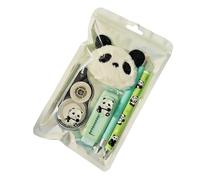 Generisch Ensemble de papeterie mignon, gomme design panda, avec stylo, accessoire d'écriture, avec gomme et pendentif en peluche, pour l'école, l'étude, les cours, l'écriture et l'apprentissage